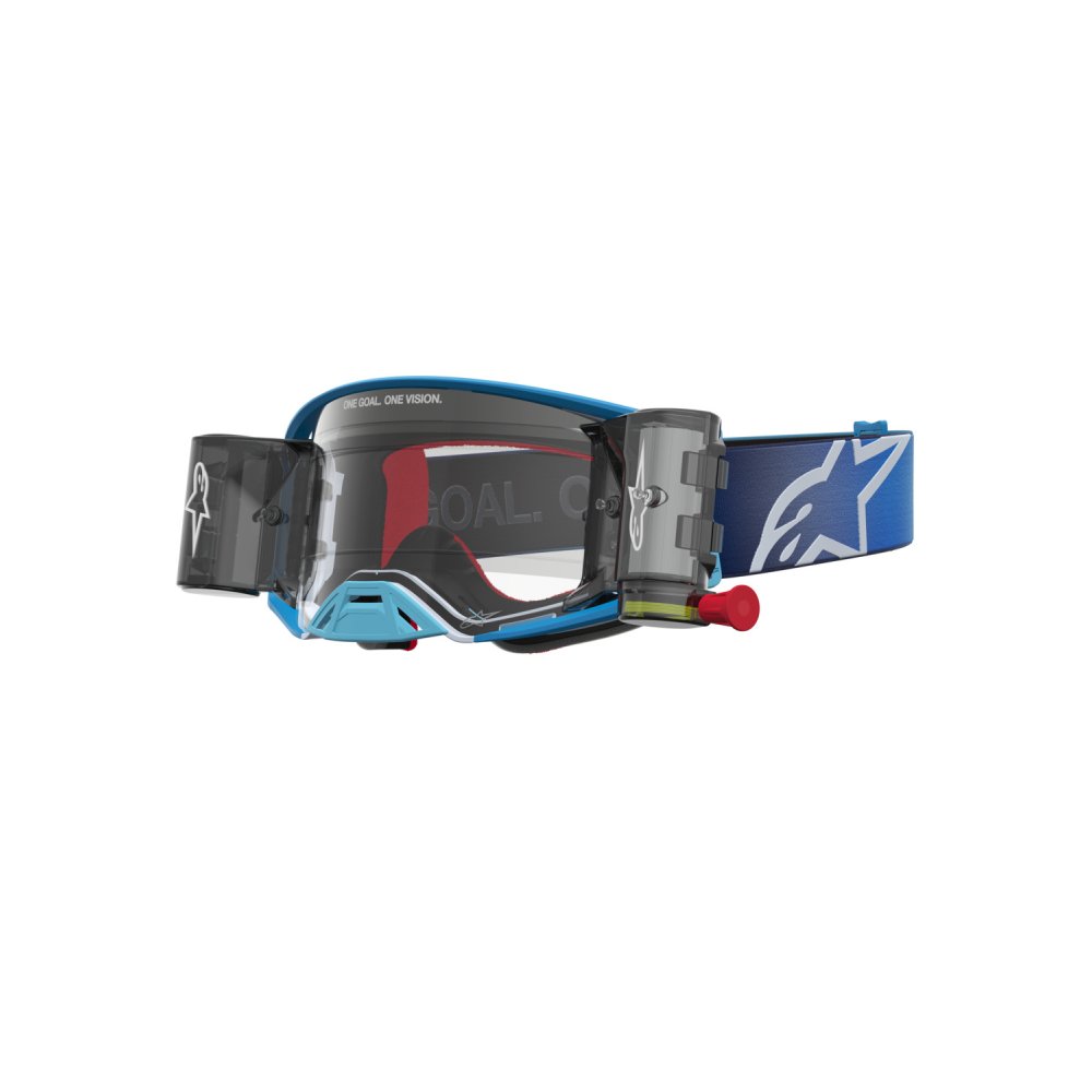 brýle SUPERTECH FIRMA ROLL-OFF WIDE VISION, ALPINESTARS (modrá/stříbrná, čiré plexi a roll-off systém) 2027