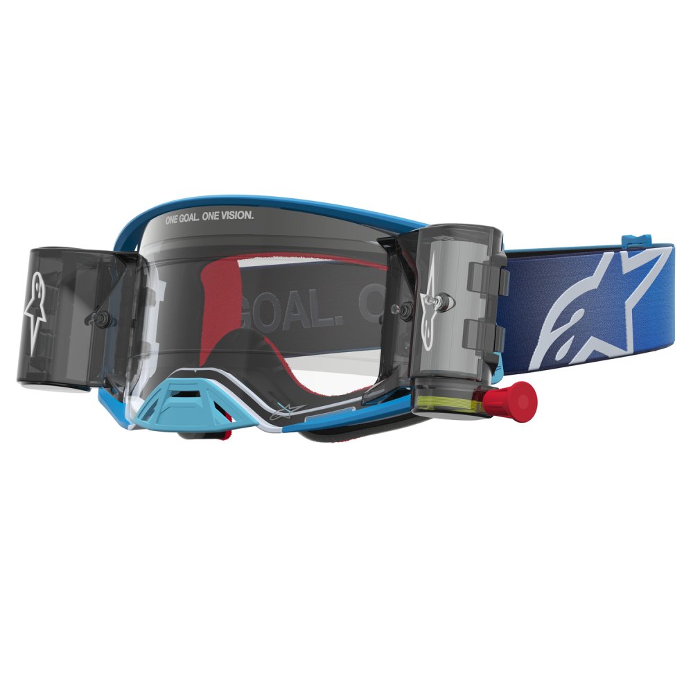 brýle SUPERTECH FIRMA ROLL-OFF WIDE VISION, ALPINESTARS (modrá/stříbrná, čiré plexi a roll-off systém) 2027