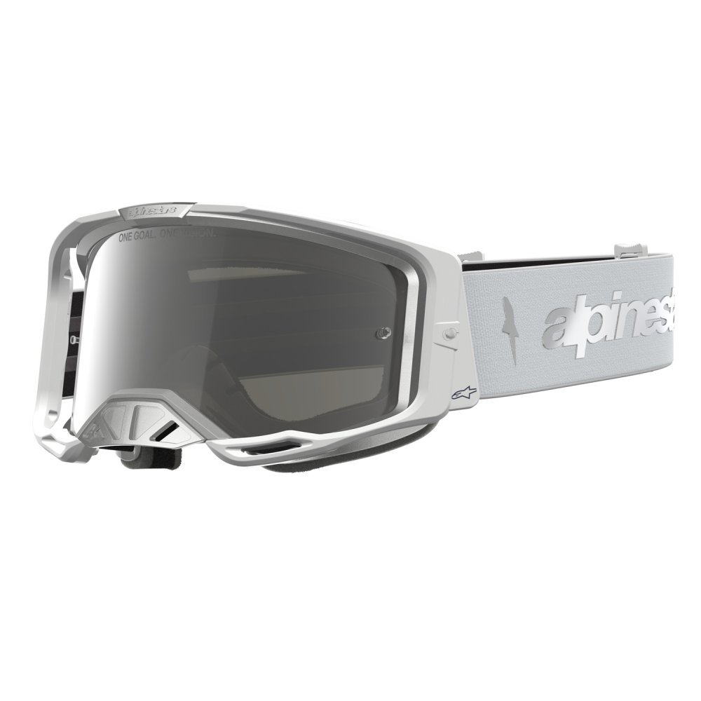 brýle VISION 8 AMBER, ALPINESTARS (bílá/stříbrná, zrcadlové stříbrné plexi) 2027