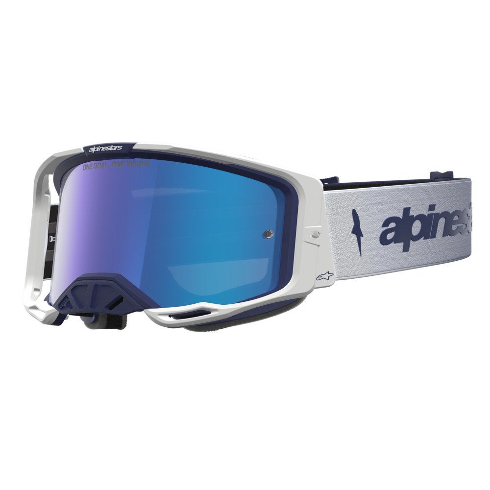 brýle VISION 8 AMBER, ALPINESTARS (modrá/bílá, zrcadlové modré plexi) 2027