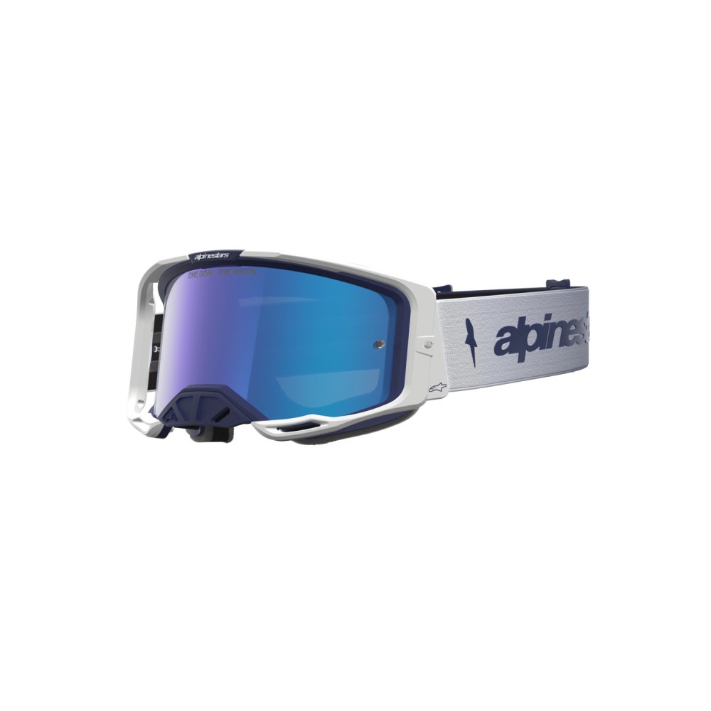 brýle VISION 8 AMBER, ALPINESTARS (modrá/bílá, zrcadlové modré plexi) 2027