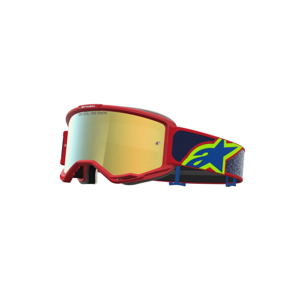 brýle VISION 5 DRAG, ALPINESTARS (červená/modrá/žlutá fluo, zrcadlové zlaté plexi) 2027