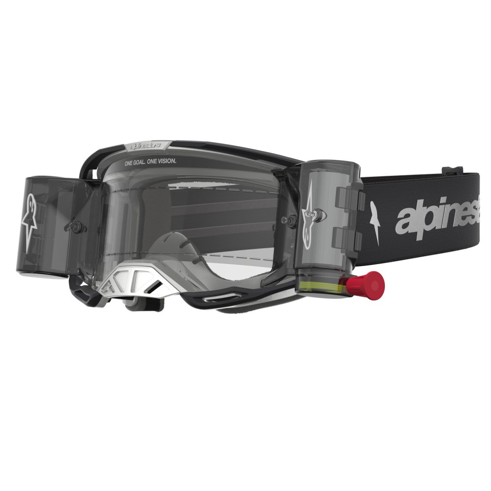 brýle VISION 8 AMBER ROLL-OFF WIDE VISION, ALPINESTARS (černá/stříbrná, čiré plexi a roll-off systém) 2027