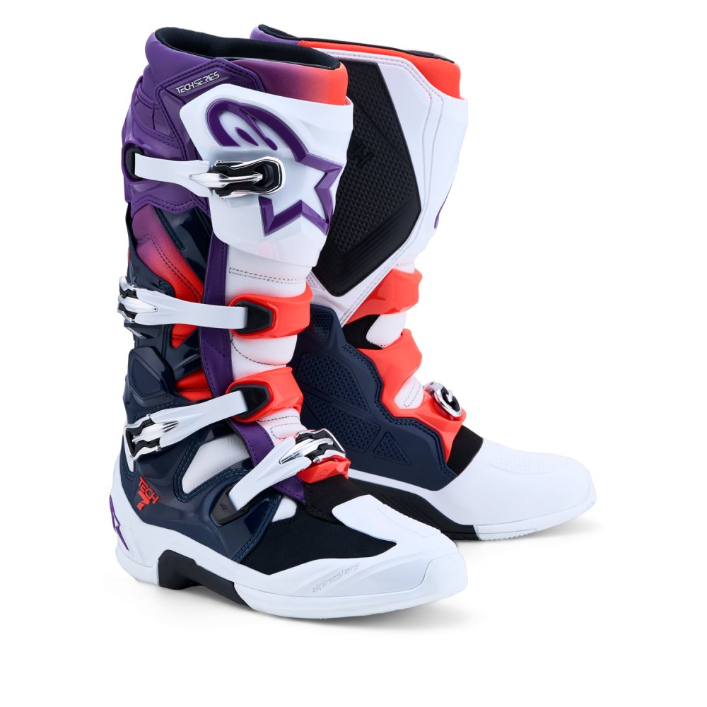 boty TECH 7, ALPINESTARS (fialová/bílá/tmavě modrá/červená fluo) 2027