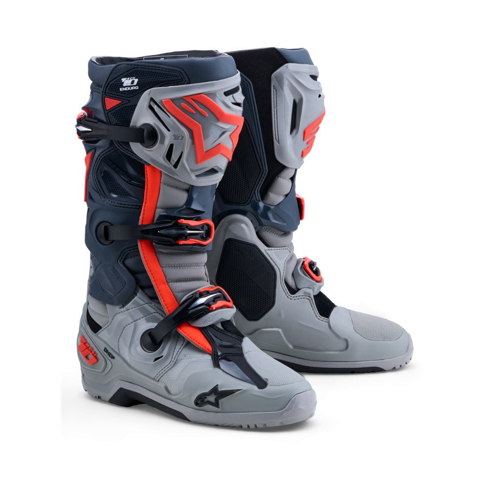 boty TECH 10 ENDURO, ALPINESTARS (šedá/tmavě šedá/červená fluo) 2027