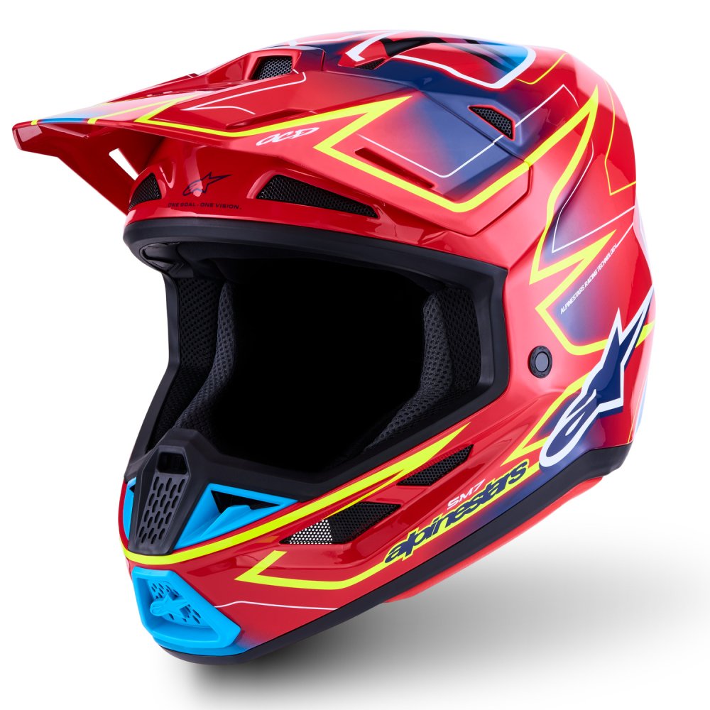 přilba SUPERTECH S-M7 CAST, ALPINESTARS (červená/žlutá fluo/modrá) 2027