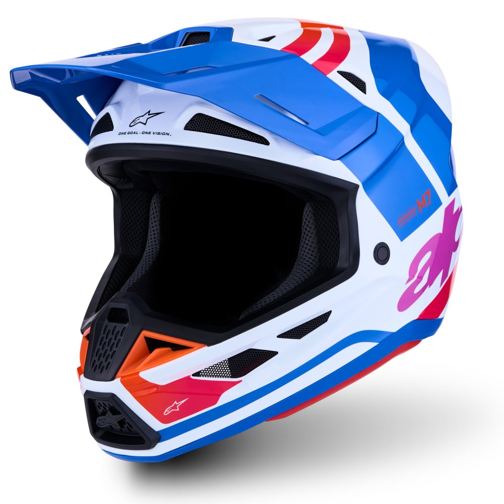 přilba SUPERTECH S-M7 CORE, ALPINESTARS (bílá/modrá/oranžová/růžová) 2027