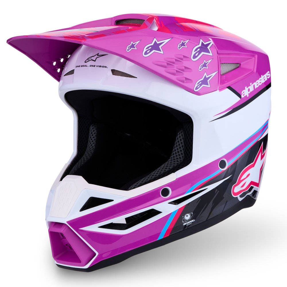 přilba S-M3 FALCON, ALPINESTARS, dětská (fialová/bílá/černá/růžová fluo) 2027