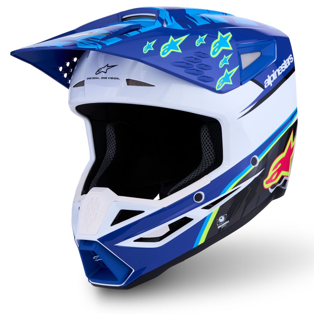 přilba S-M3 FALCON, ALPINESTARS, dětská (modrá/bílá/černá/růžová fluo/žlutá fluo) 2027