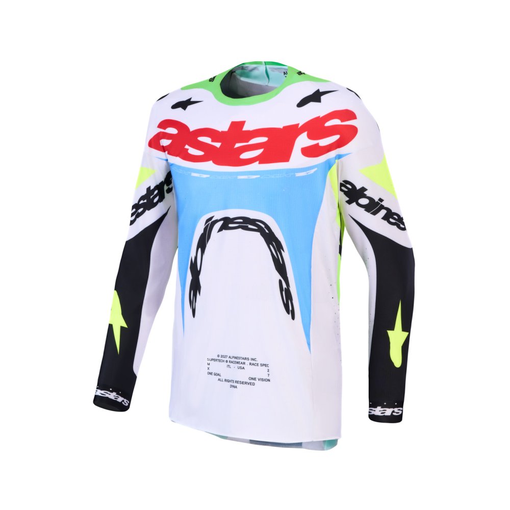 dres SUPERTECH DYNA, ALPINESTARS (světle šedá/zelená fluo/modrá/černá) 2027
