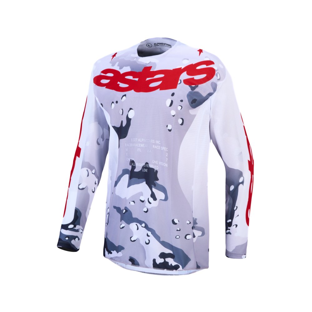 dres RACER AIR LONE, ALPINESTARS (šedá camo/bílá/červená) 2027