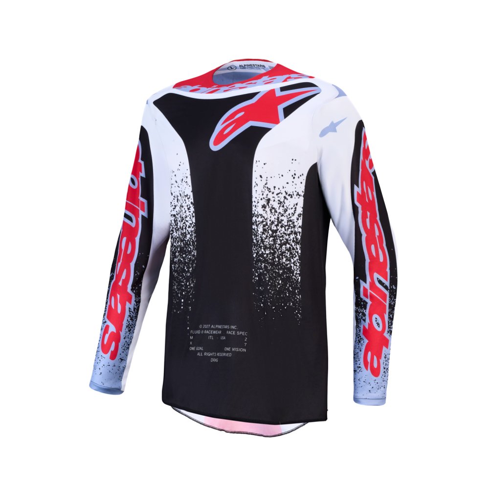 dres FLUID DRAG, ALPINESTARS (černá/bílá/světle modrá/červená fluo) 2027