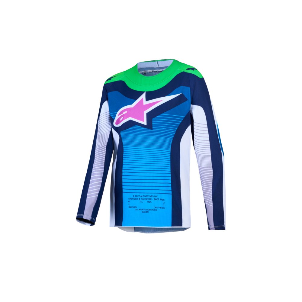 dres SUPERTECH MAVEN YOUTH, ALPINESTARS, dětské (bílá/modrá/fialová/zelená fluo) 2027