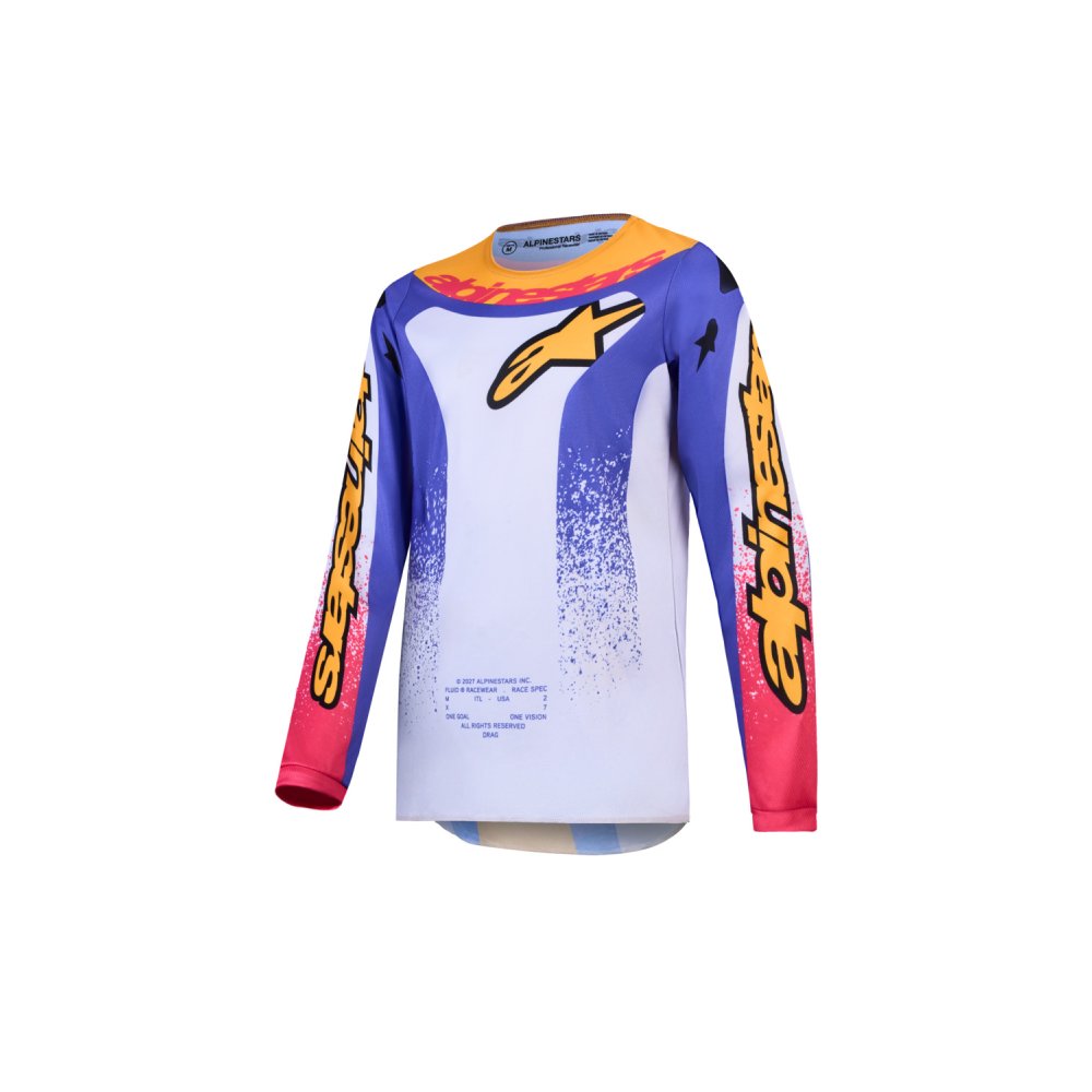 dres FLUID DRAG YOUTH, ALPINESTARS, dětské (světle šedá/fialová/zlatá) 2027