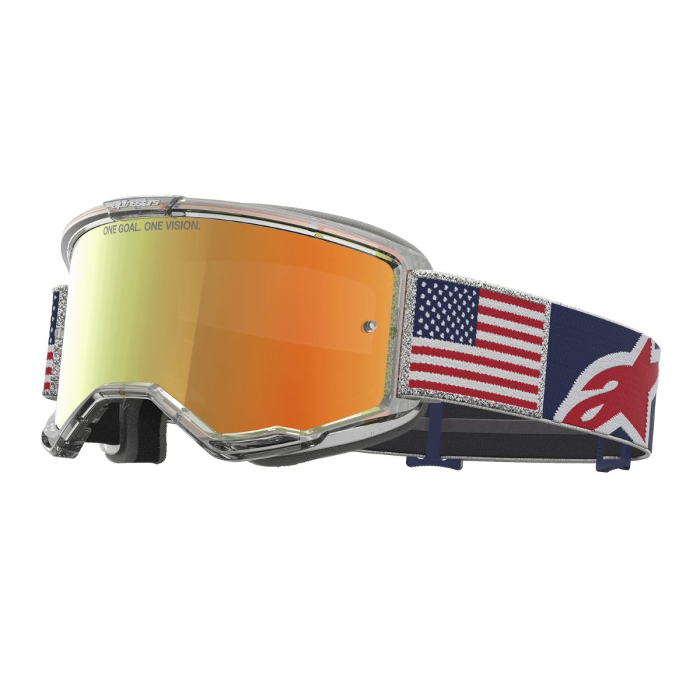 brýle VISION 5 limitované edice FIFTYFOLD, ALPINESTARS (modrá/červená/bílá, zrcadlové červené plexi) 2026