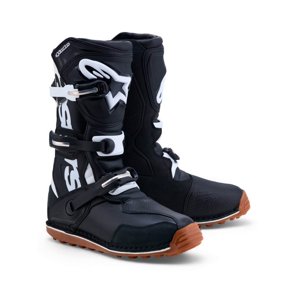 boty TECH TRIAL, ALPINESTARS (černá/bílá/hnědá podrážka) 2027
