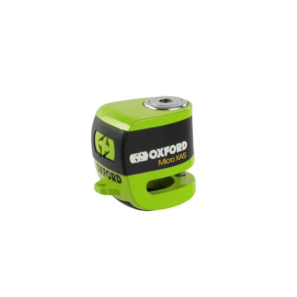 zámek kotoučové brzdy Micro XA5 - Limitovaná edice, OXFORD (integrovaný alarm, zelený, průměr čepu 5,5 mm)