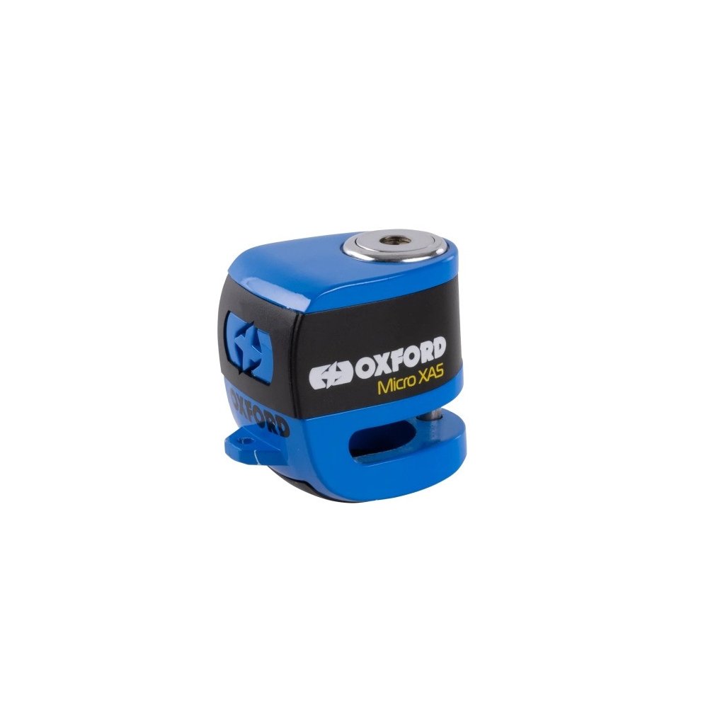 zámek kotoučové brzdy Micro XA5 - Limitovaná edice, OXFORD (integrovaný alarm, modrý, průměr čepu 5,5 mm)
