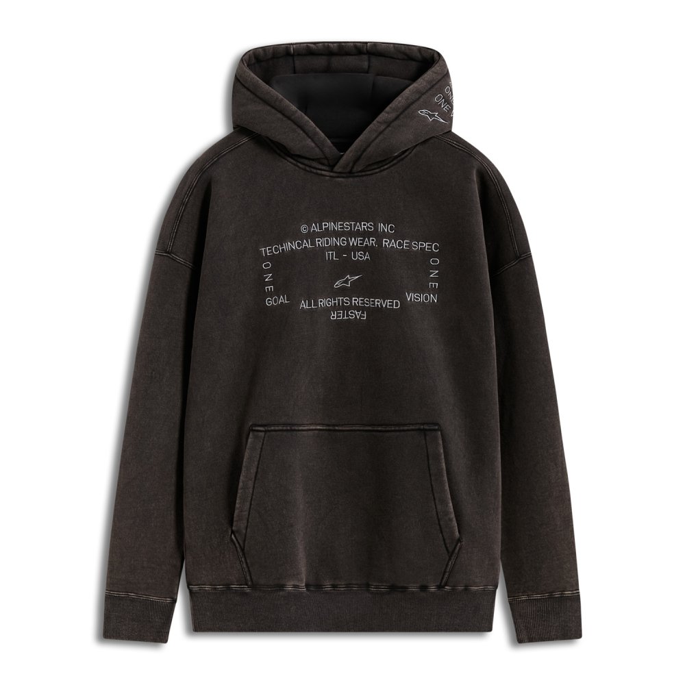 mikina INFINITE WASHED OVERSIZED HOODIE, ALPINESTARS (sepraná černá)