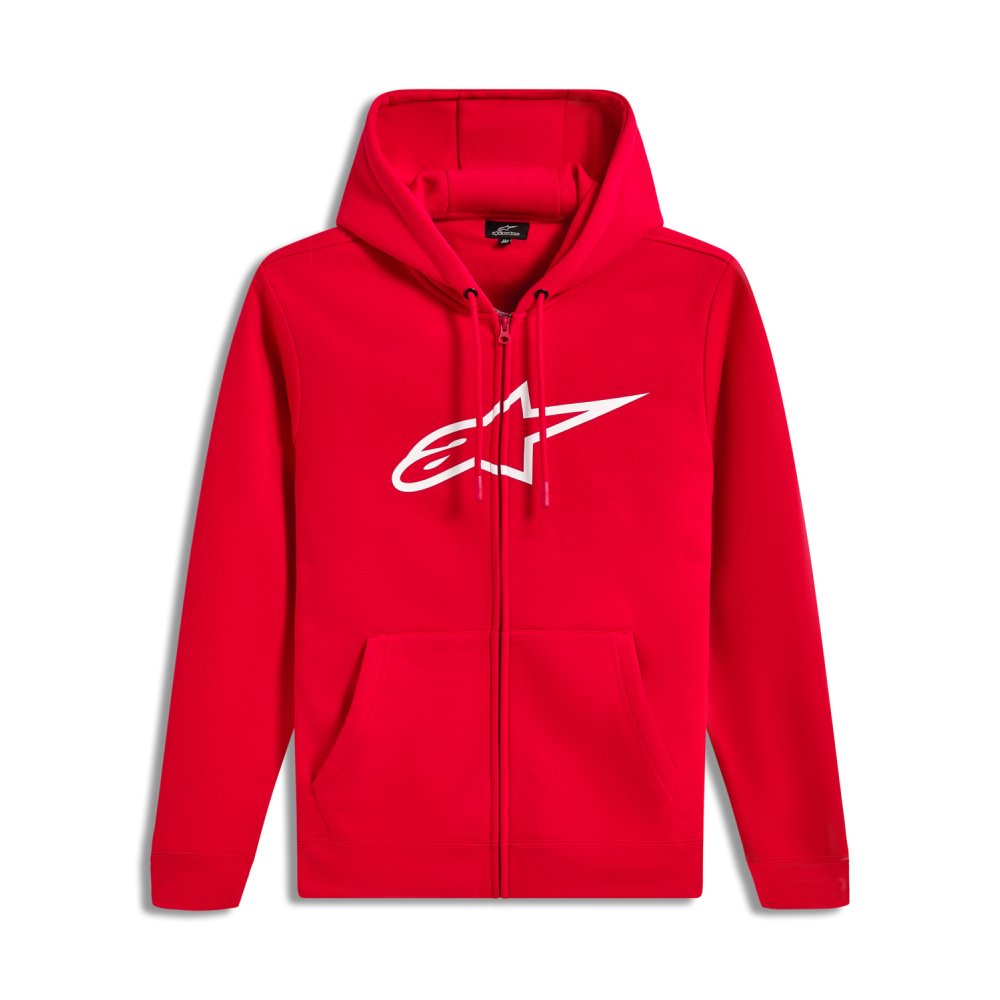 mikina AGELESS ZIP HOODIE 3, ALPINESTARS (červená/bílá)