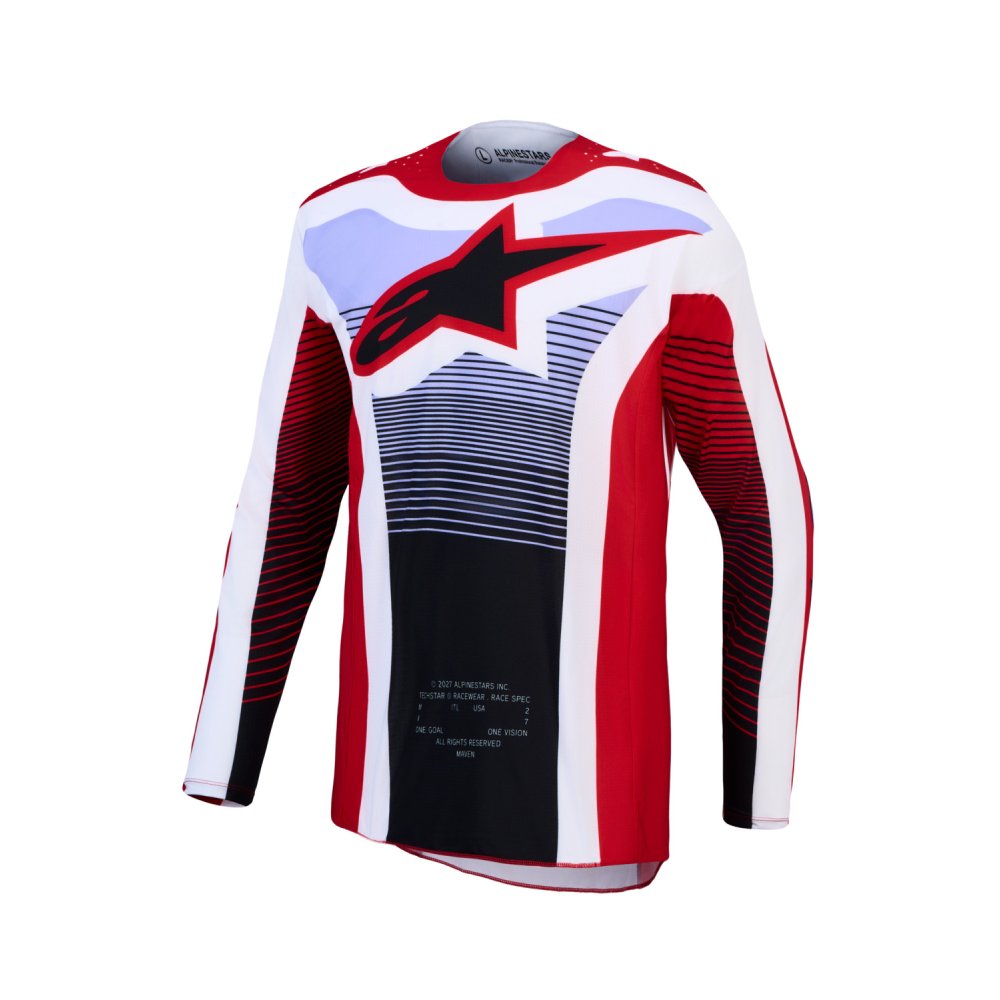 dres TECHSTAR MAVEN, ALPINESTARS (červená/bílá/fialová/černá) 2027