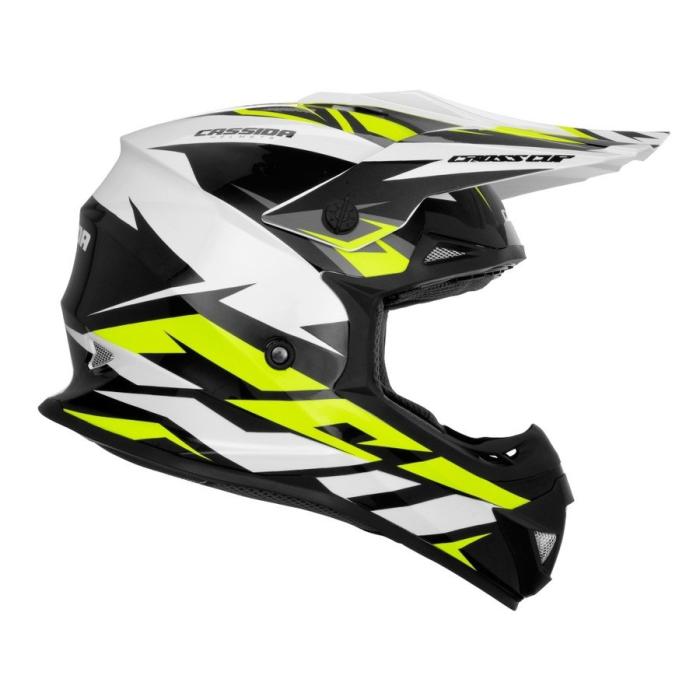 motokrosová helma Cassida Cross Cup Two bílá/žlutá fluo, vel. L
