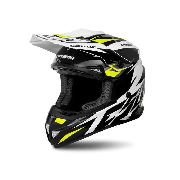 motokrosová helma Cassida Cross Cup Two bílá/žlutá fluo, vel. L