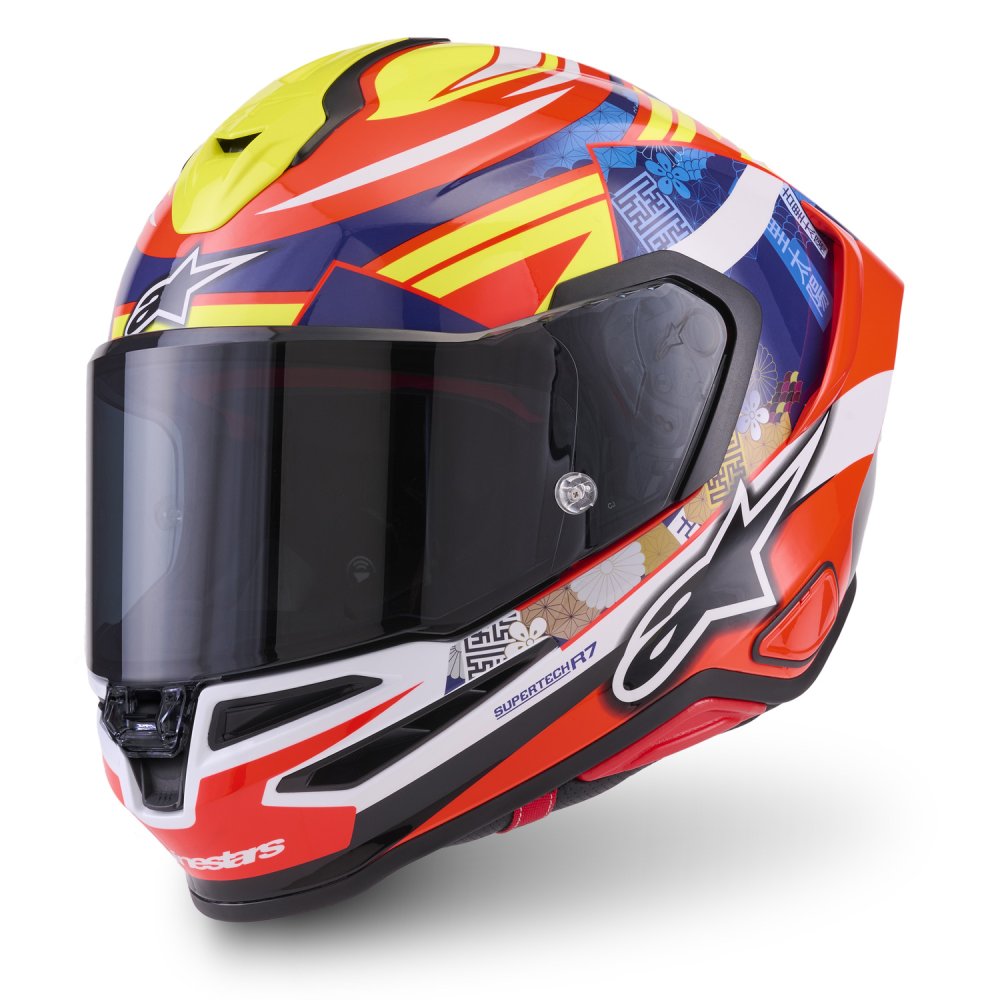 přilba S-R7 edice TAIYO FURUSATO, ALPINESTARS (červená/bílá/modrá/žlutá fluo) 2027