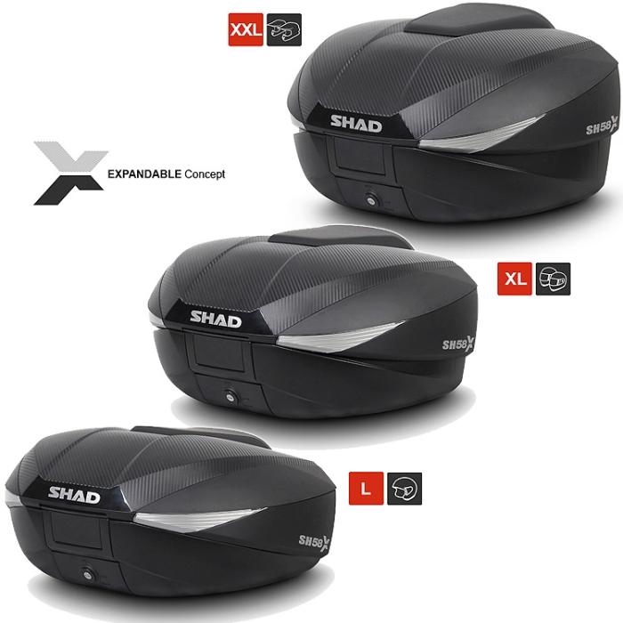 kufr na moto Shad SH58X - rozšiřitelný