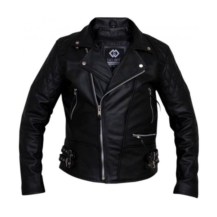 kožená bunda na motorku Diamond černý, Velikost 4XL