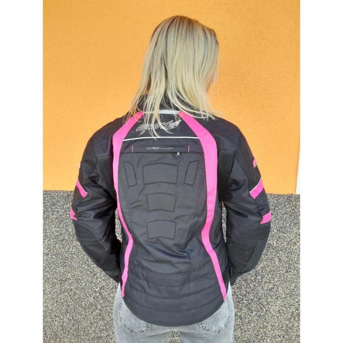 dámská bunda na motorku Maxx NF2400 černo růžová, Velikost XS