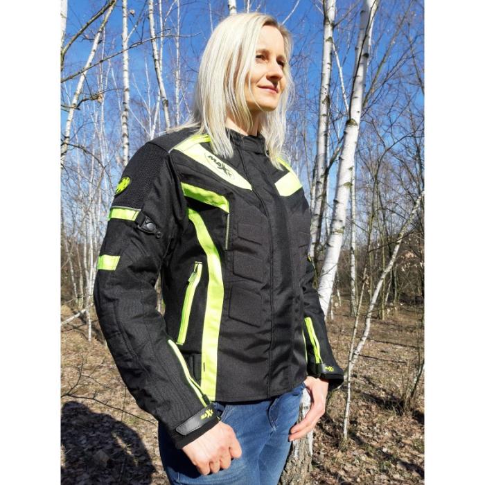 dámská bunda na motorku Maxx NF2400 černo žlutá fluo, Velikost S