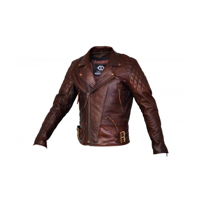 kožená bunda na motorku Diamond tmavě hnědý, Velikost 4XL