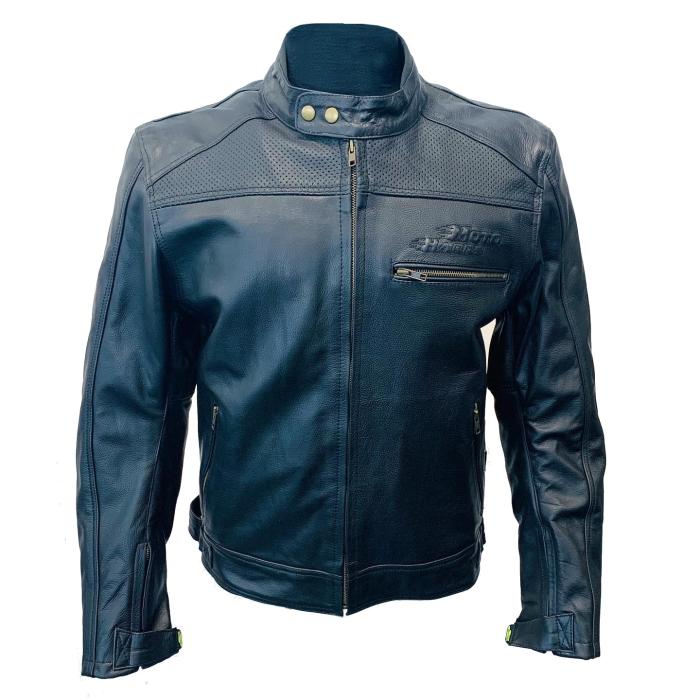 kožená bunda na motorku Perfor černá, Velikost 7XL