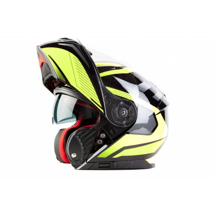 výklopná helma na motorku Maxx FF950 černá/žlutá fluo