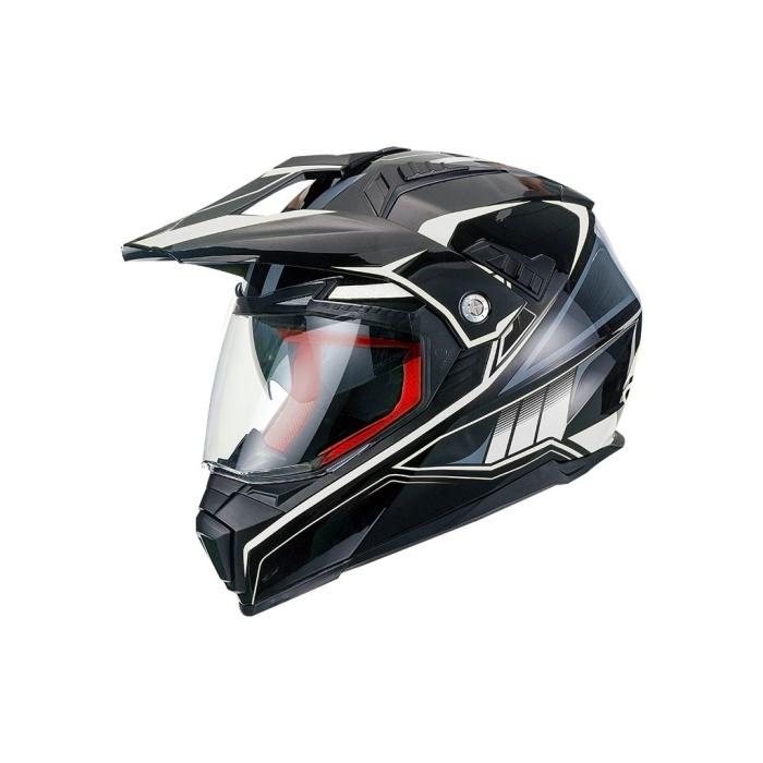 helma na motorku Maxx FS 606 černá/bílá/šedá, Velikost XL