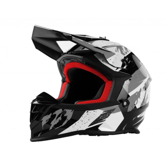 motokrosová helma Maxx MX633 černo/bílo/stříbrná, Velikost L