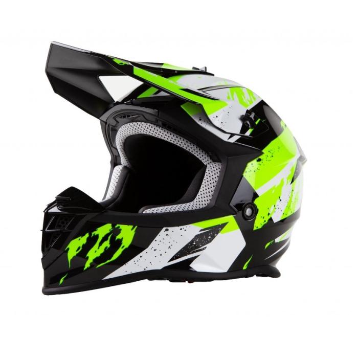motokrosová helma Maxx MX633 černá/bílá/zelená fluo