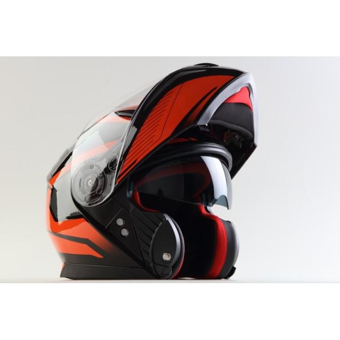 helma na motorku Maxx FF950 černá/oranžová, Velikost XL