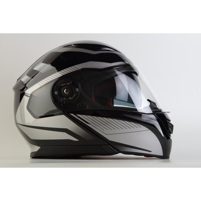 helma na motorku Maxx FF950 černá/stříbrná, Velikost S